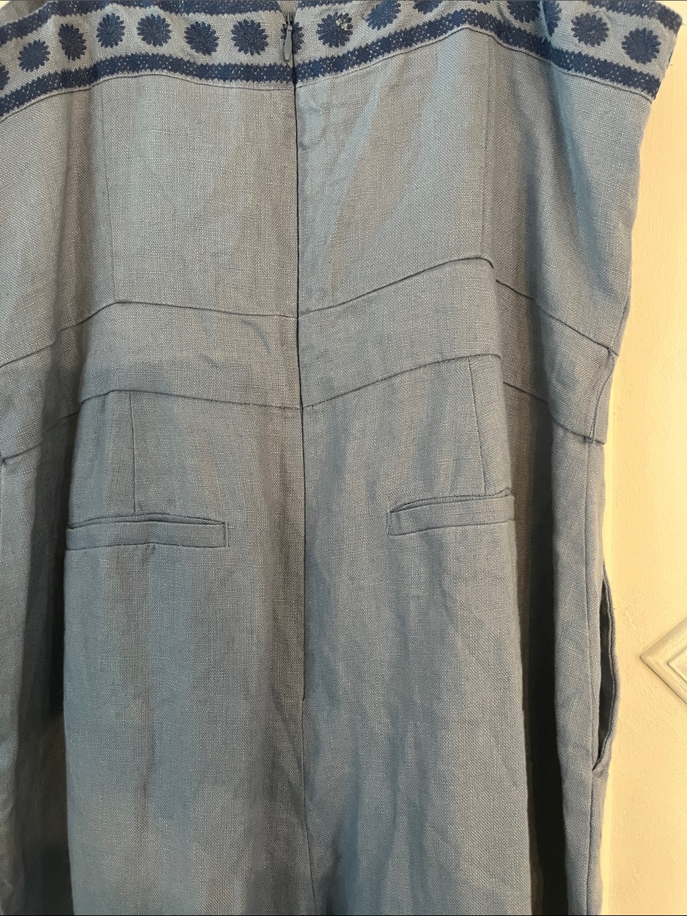 Spartina 449 Light Blue Embroidered Wide-Leg Jumpsuit - Picture 7 of 8